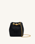 Yara Artificial Crystal Bucket Bag - Black