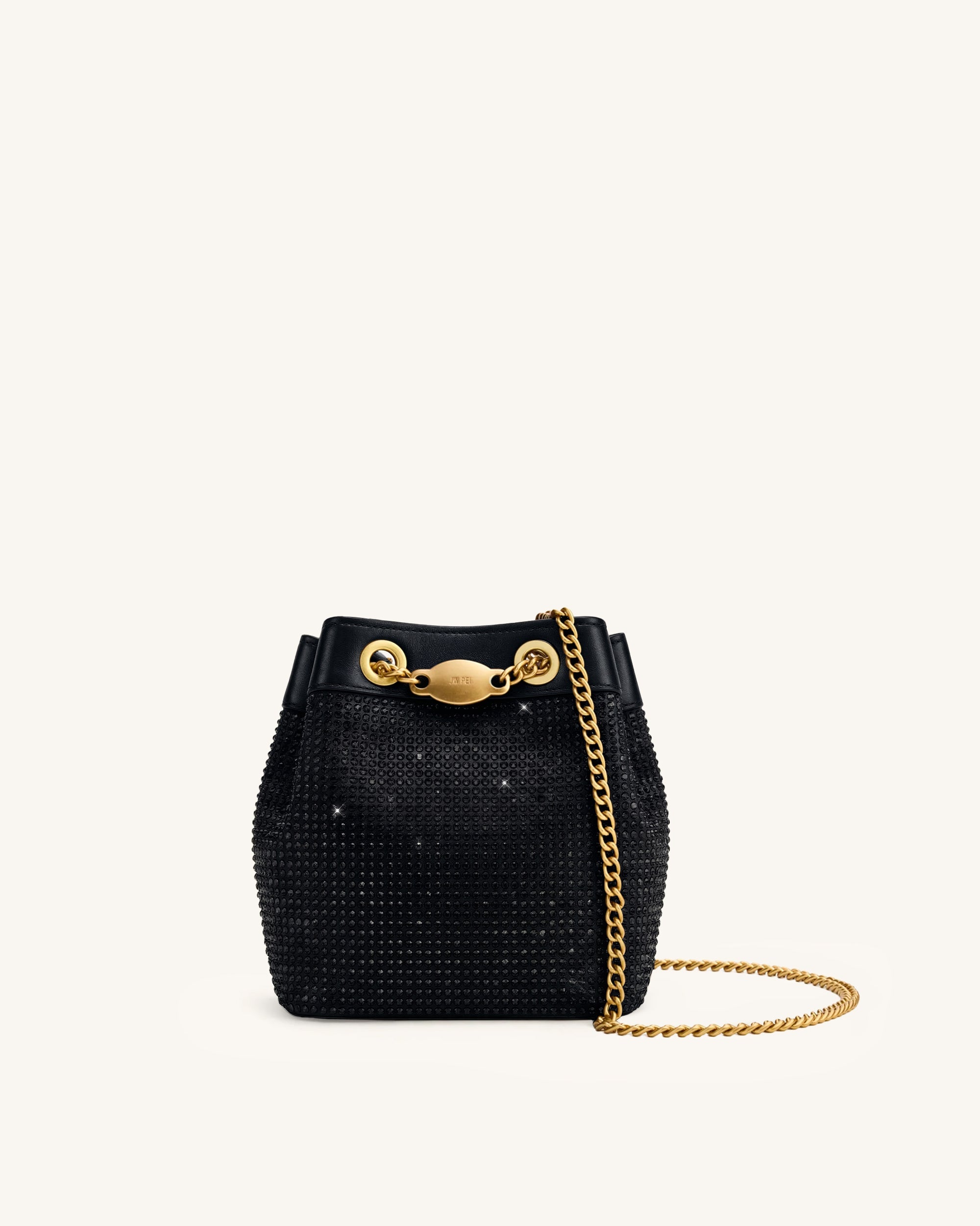 Yara Artificial Crystal Bucket Bag - Black
