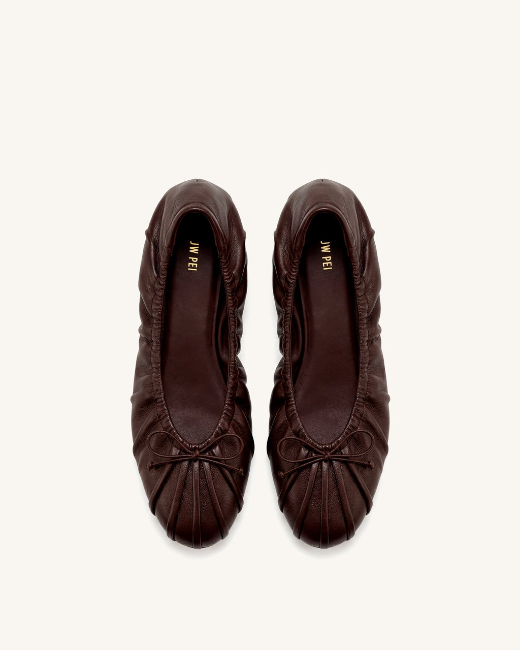Elara Ruched Drawstring Ballet Flats - Deep Burgundy