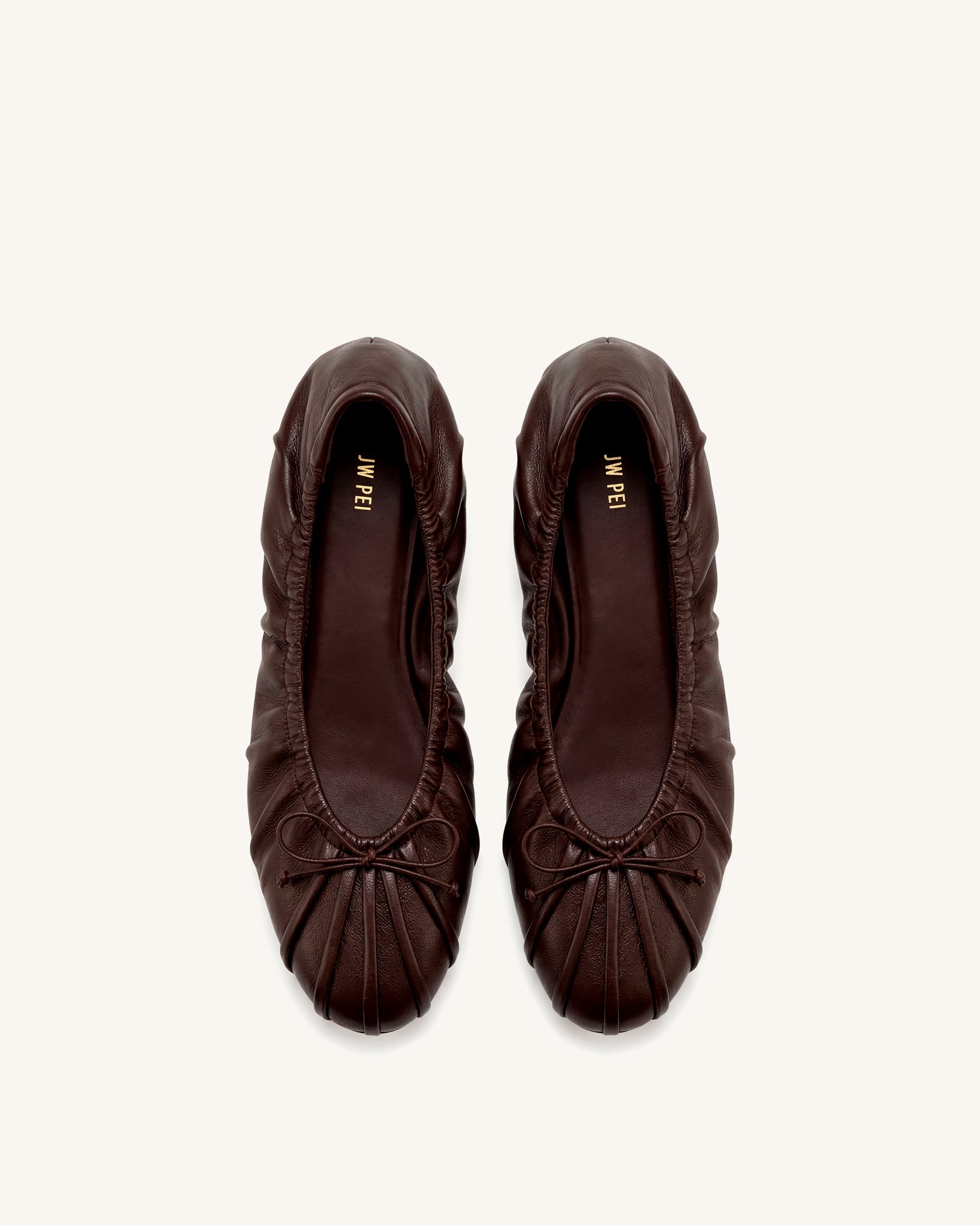 Elara Ruched Drawstring Ballet Flats - Deep Burgundy