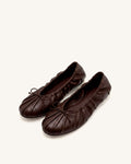 Elara Ruched Drawstring Ballet Flats - Deep Burgundy