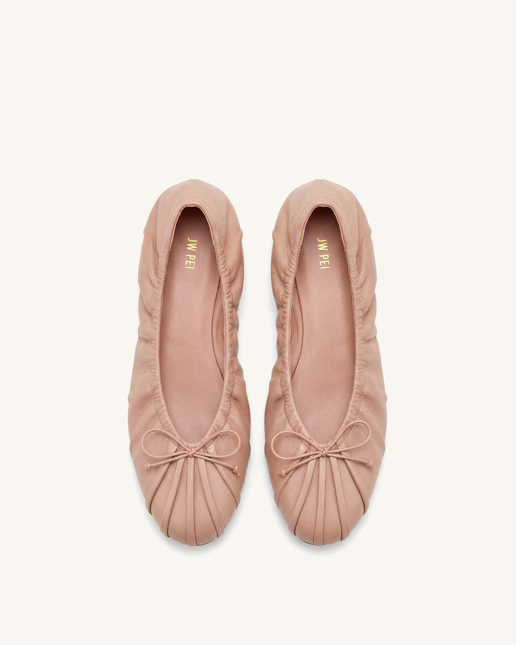 Elara Ruched Drawstring Ballet Flats - Pink