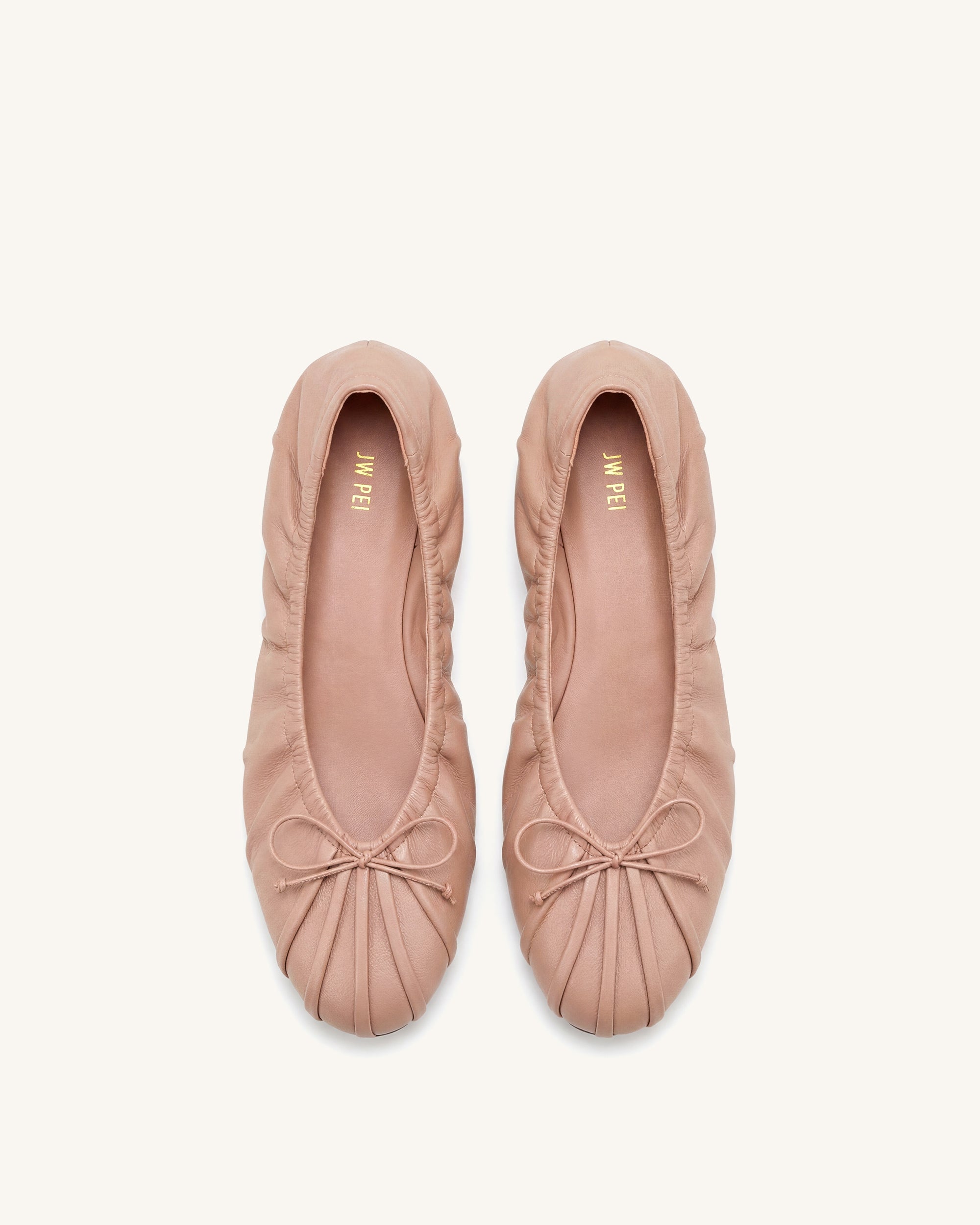 Elara Ruched Drawstring Ballet Flats - Pink