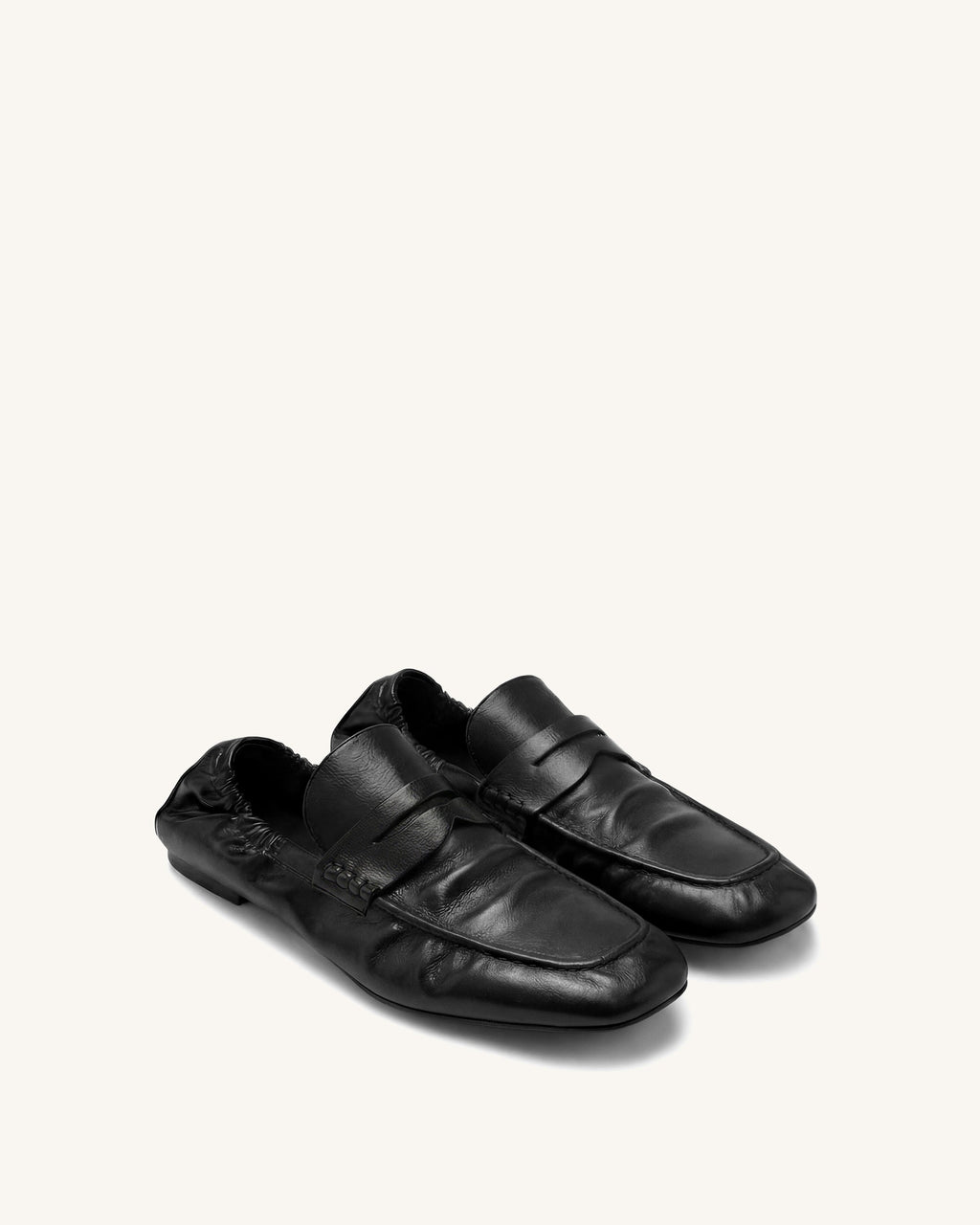 Rowan Ruched Flat Loafers - Black