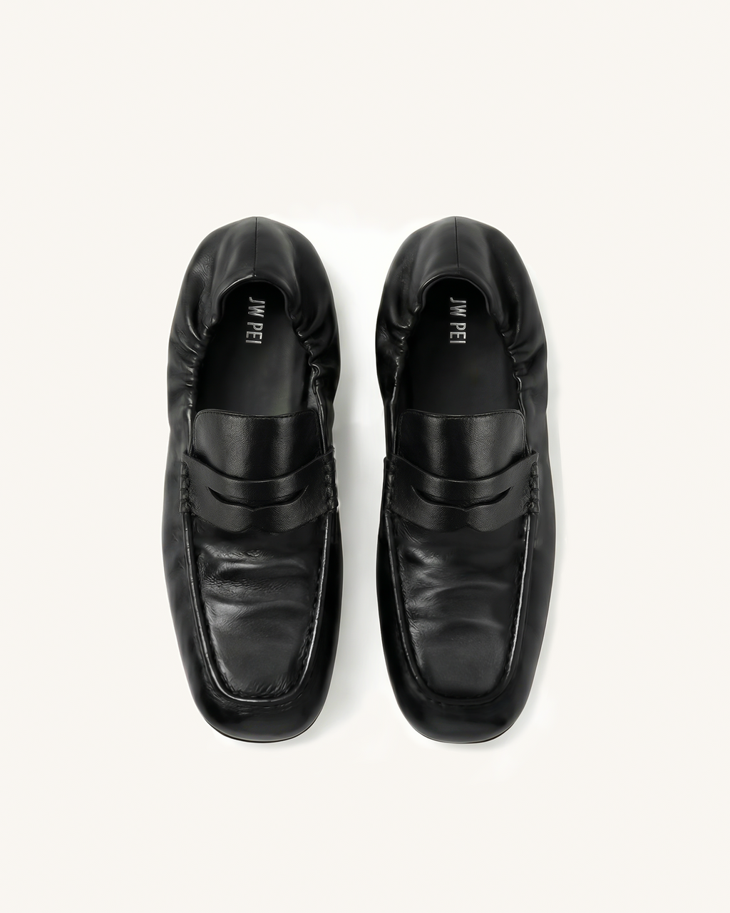 Rowan Ruched Flat Loafers - Black