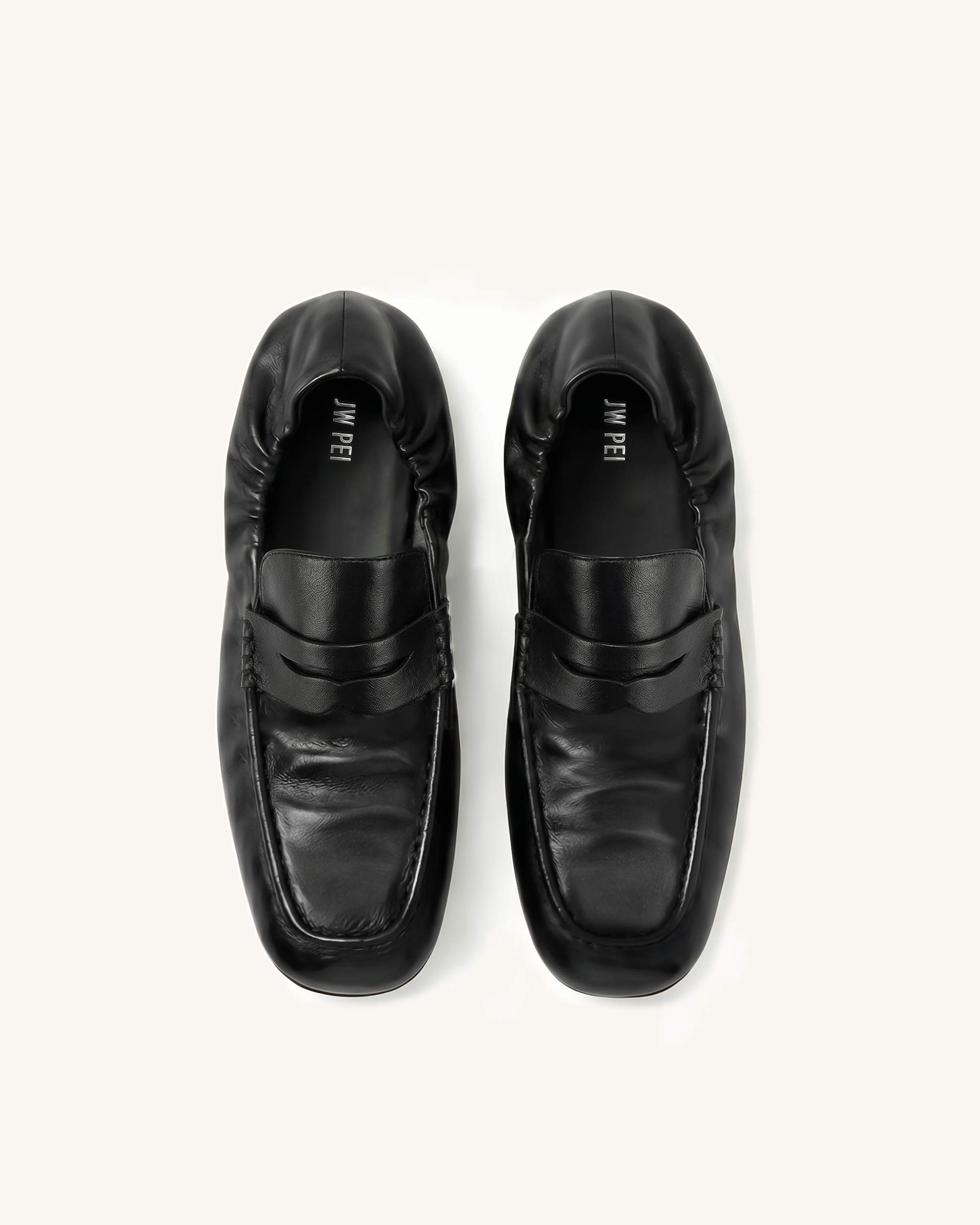 Rowan Ruched Flat Loafers - Black