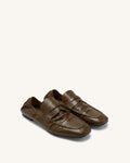 Rowan Pleated Flat Loafers - Brown