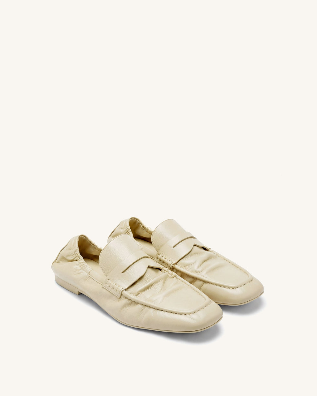 Rowan Pleated Flat Loafers - Beige