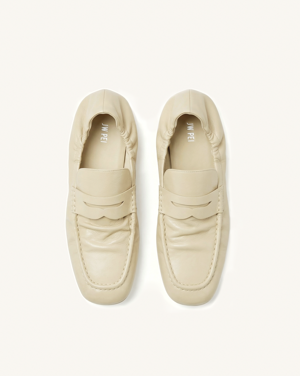 Rowan Pleated Flat Loafers - Beige
