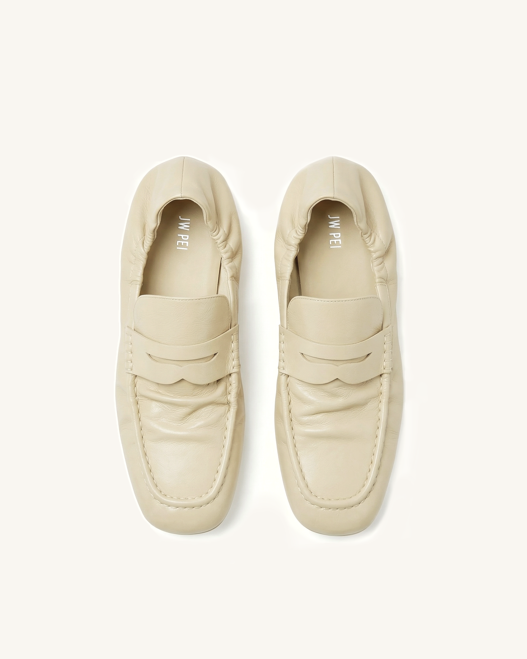 Rowan Pleated Flat Loafers - Beige