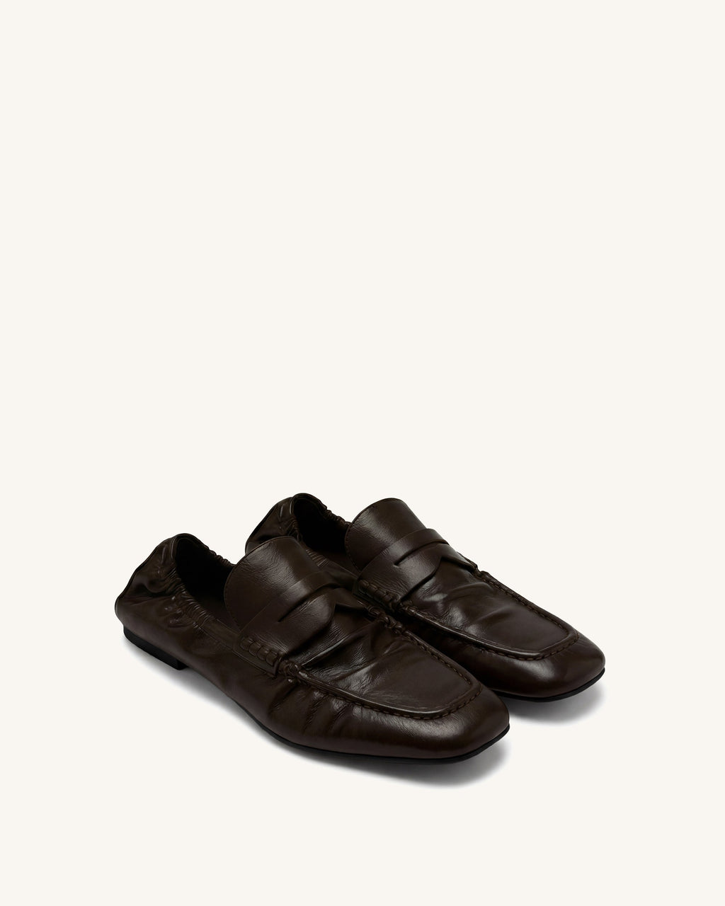 Rowan Pleated Flat Loafers - Dark Brown