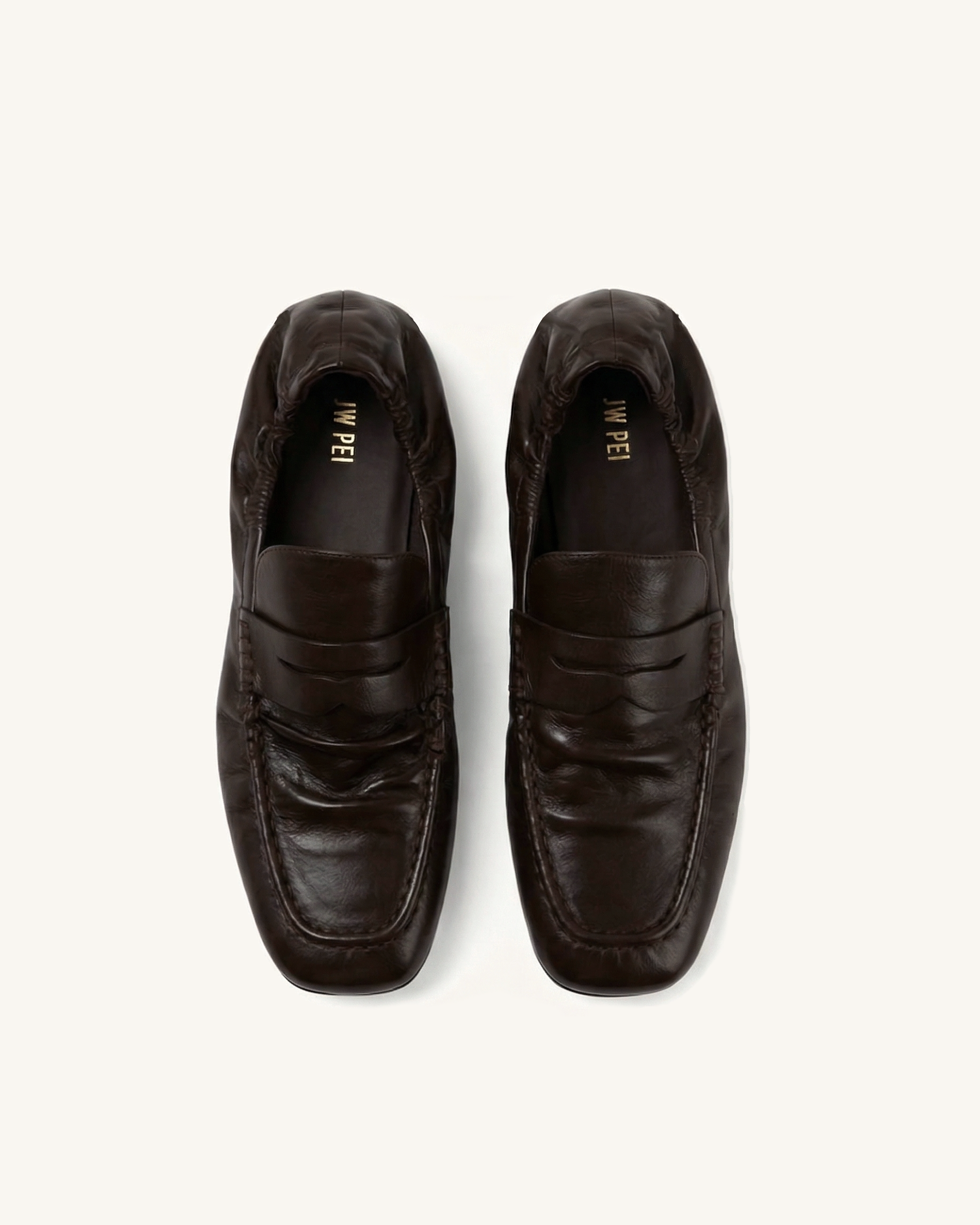 Rowan Pleated Flat Loafers - Dark Brown