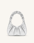 Gabbi Metallic Ruched Hobo Handbag - Silver