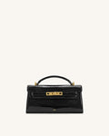 Noor Top Handle Bag - Black Croc