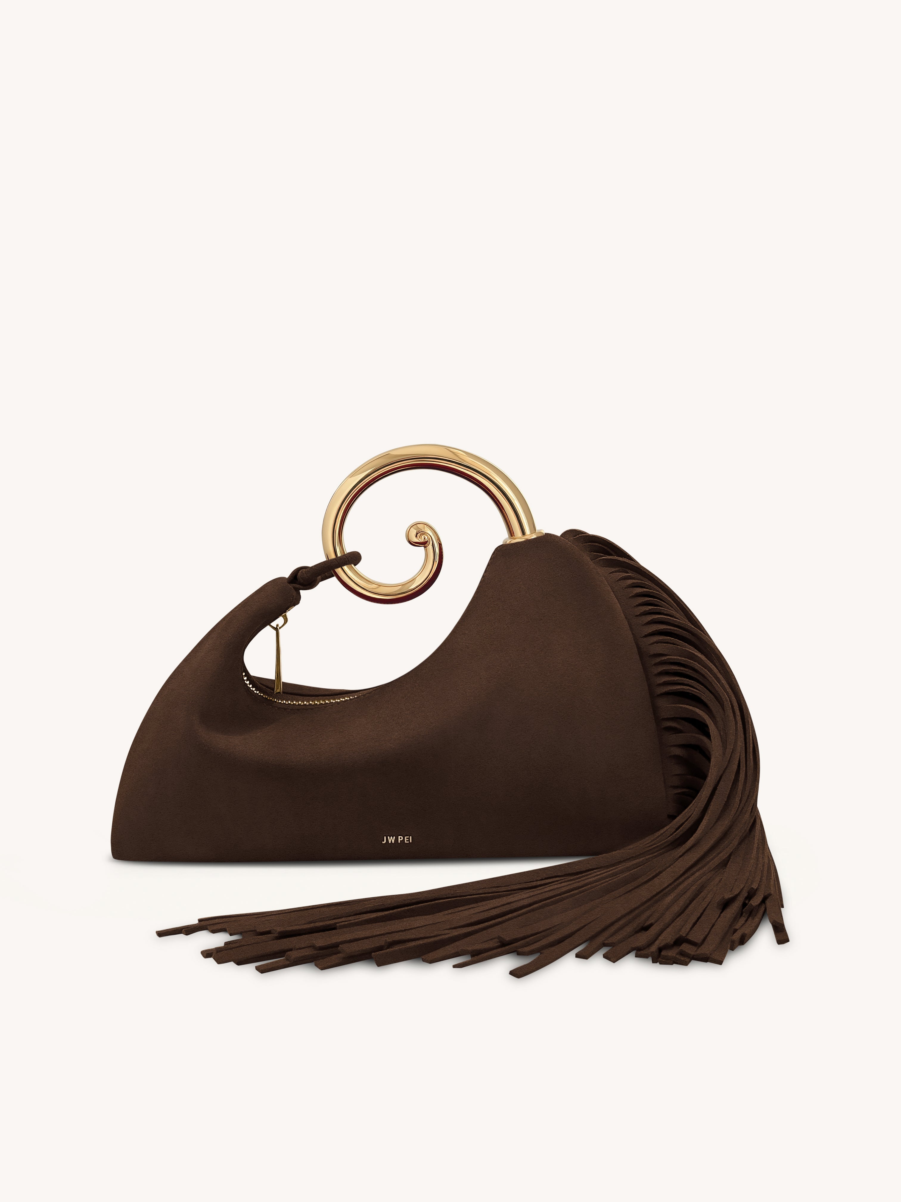 Nell Fringe Hardware Top Handle Bag - Deep Brown