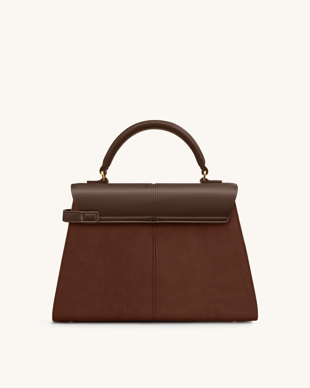 Elise Large Faux Suede Top Handle Bag - Mocha Brown