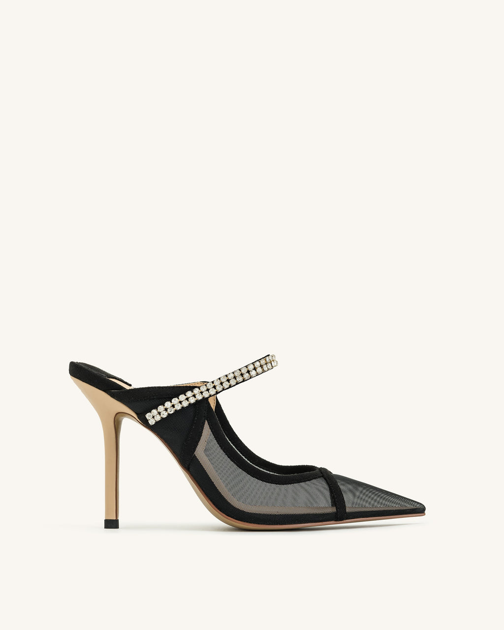 Scarlett Crystal Strap Sandals - Black