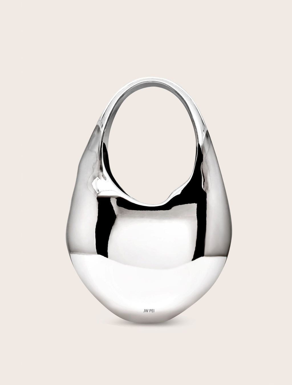 Lillian Face Crescent Top Handle Bag - Silver