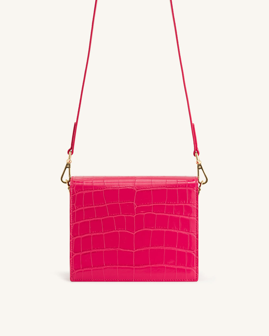 Mini Flap Crossbody - Magenta Croc