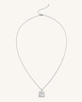 Plantain Fan Pendant Necklace - 18ct White Gold Plated & White Zircon