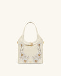 Brooke Mini Belted Embellished Orchid Beaded Top Handle Bag - Ivory
