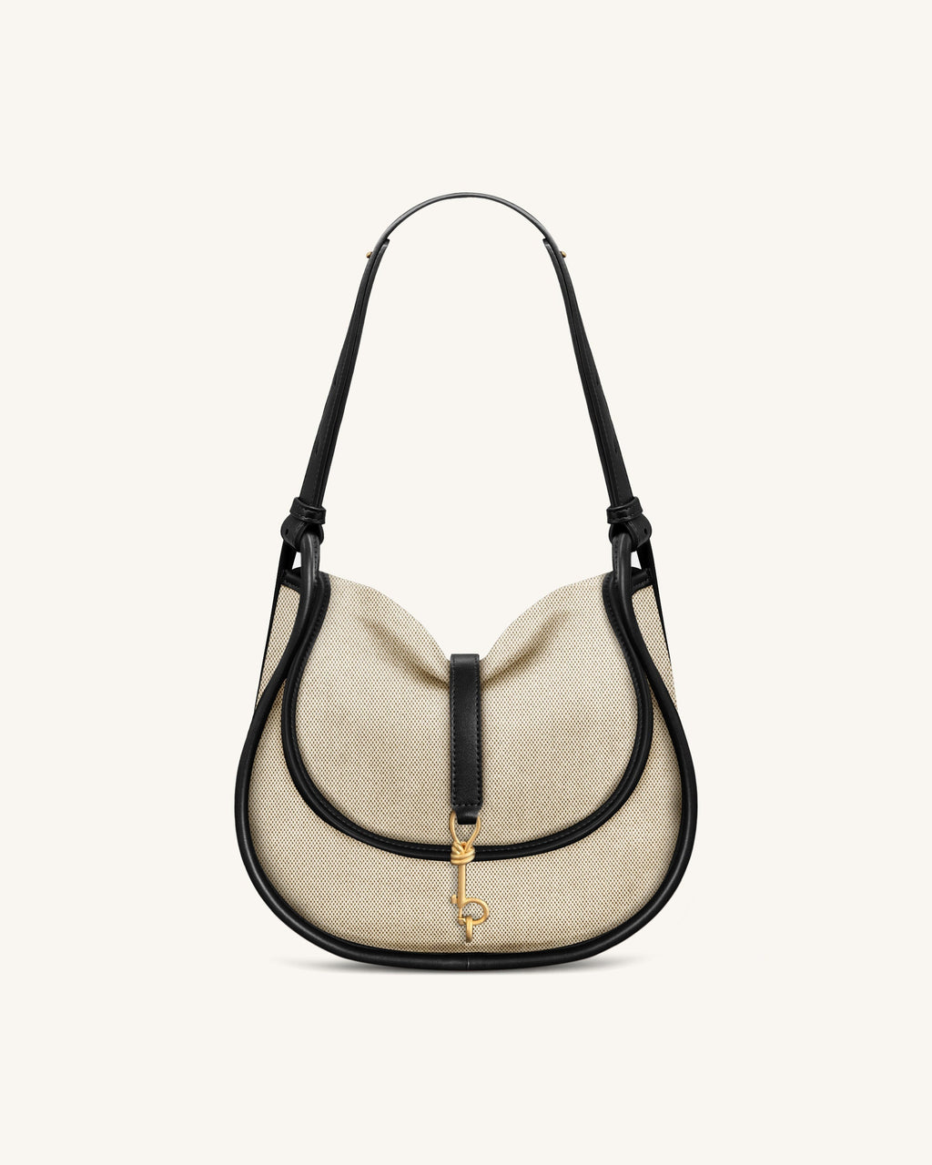 Arla Small Faux Suede Hobo Bag – Black Canvas