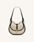 Arla Small Faux Suede Hobo Bag – Black Canvas