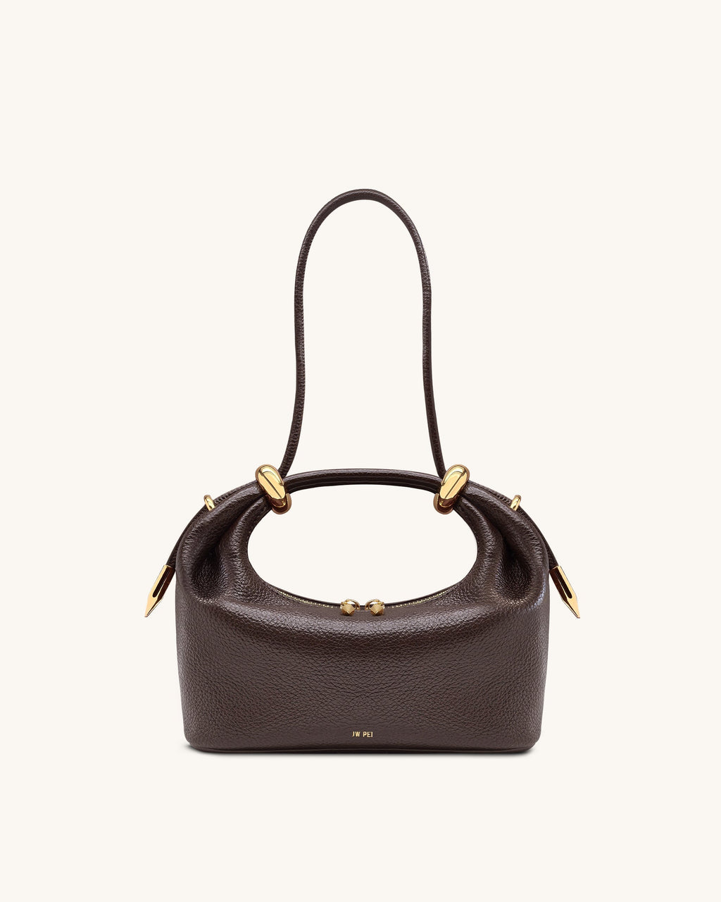 Ellie Metal Ring Embellished Top Handle Bag - Dark Brown