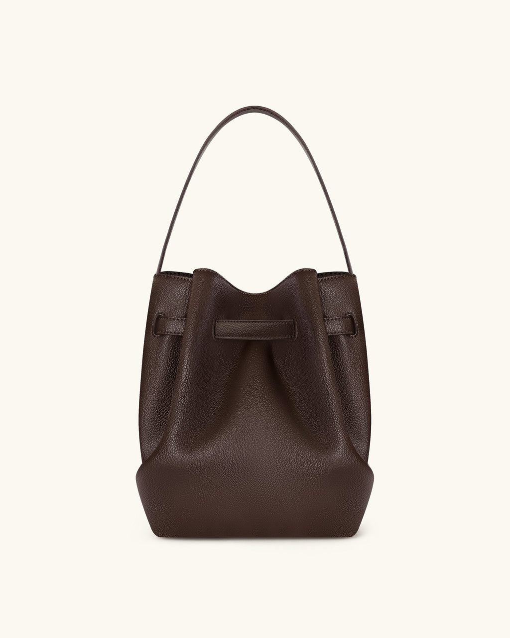 Clara Lock Accent Bucket Shoulder Bag - Mocha Brown