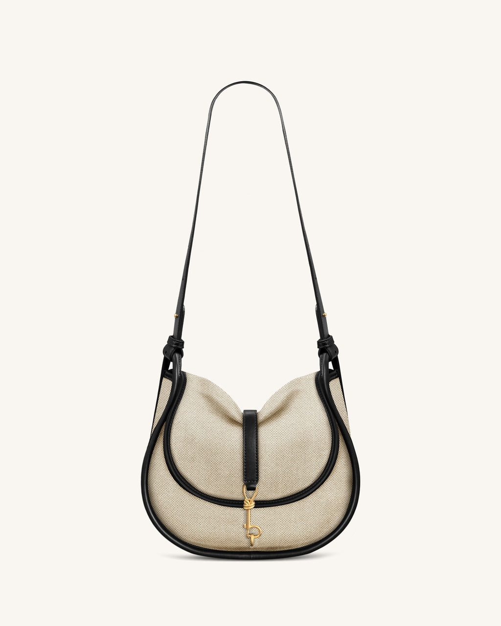 Arla Small Faux Suede Hobo Bag – Black Canvas